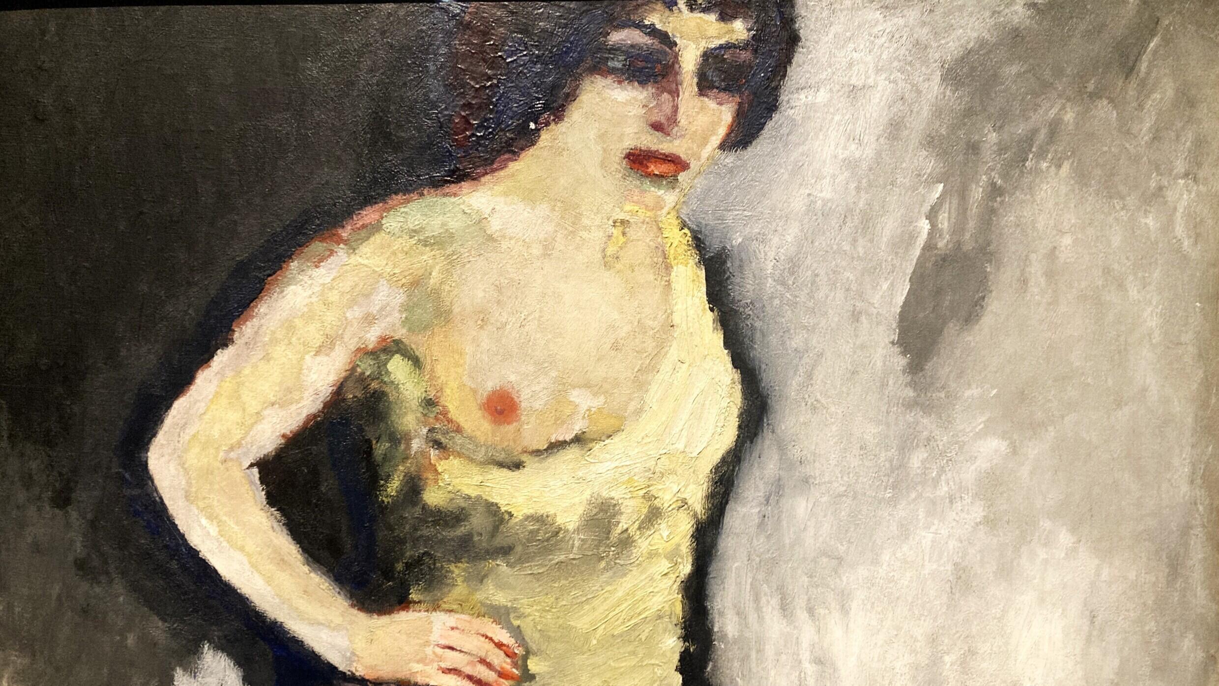 Vue sur un détail de « Nini, danseuse aux Folies-Bergères ou La Saltimbanque au sein nu » (1907/08) de Kees Van Dongen dans l’exposition « Le Paris de la modernité ».